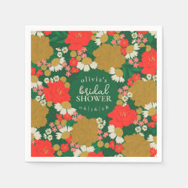 Floral Bouquet Bridal Shower Paper Plates Serviette