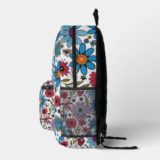 Floral Bouquet Elegant Flowers and Leaves Design Bedruckter Rucksack (Rechts)