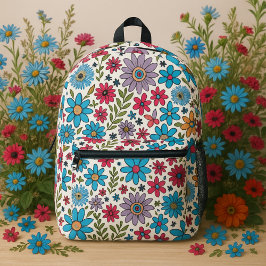 Floral Bouquet Elegant Flowers and Leaves Design Bedruckter Rucksack