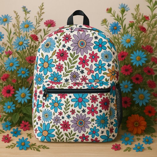 Floral Bouquet Elegant Flowers and Leaves Design Bedruckter Rucksack