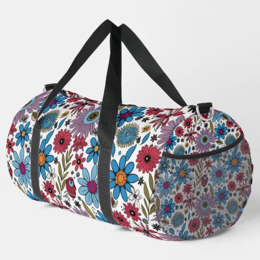 Floral Bouquet Elegant Flowers and Leaves Design Duffle Bag (Rechte Ecke)
