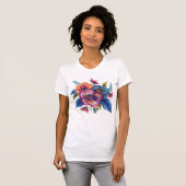 Floral Bouquet Faux Embroidery Yarn Design T-Shirt (Vorne ganz)