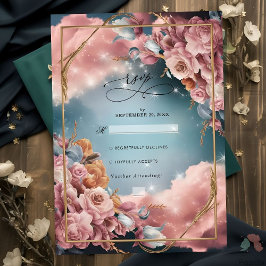 Floral Bouquet Fine Selection Luxury Wedding RSVP Karte