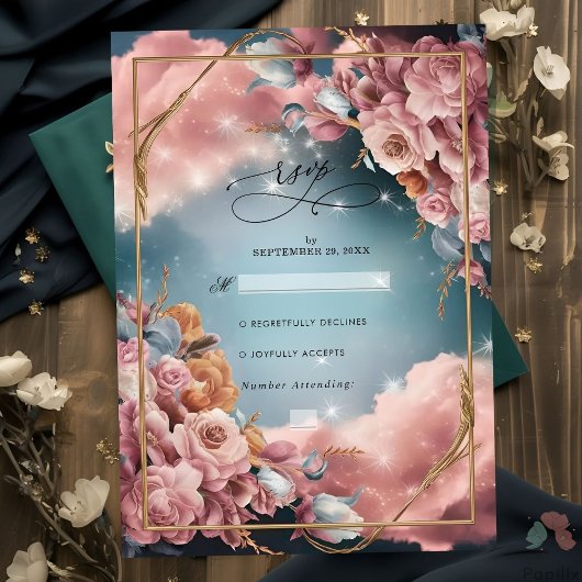 Floral Bouquet Fine Selection Luxury Wedding RSVP Karte