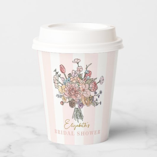 Floral Bouquet Frische Pasta machen Brautparty Pappbecher (Vorderseite)