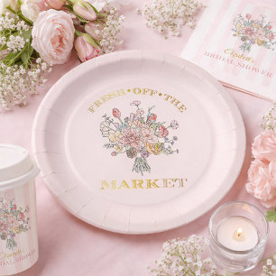 Floral Bouquet Frische Pasta machen Brautparty Pappteller