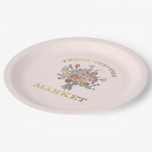 Floral Bouquet Frische Pasta machen Brautparty Pappteller (Schrägansicht)