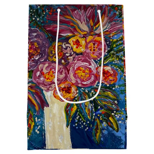 Floral Bouquet Geschenktasche Mittlere Geschenktüte (Rückseite)