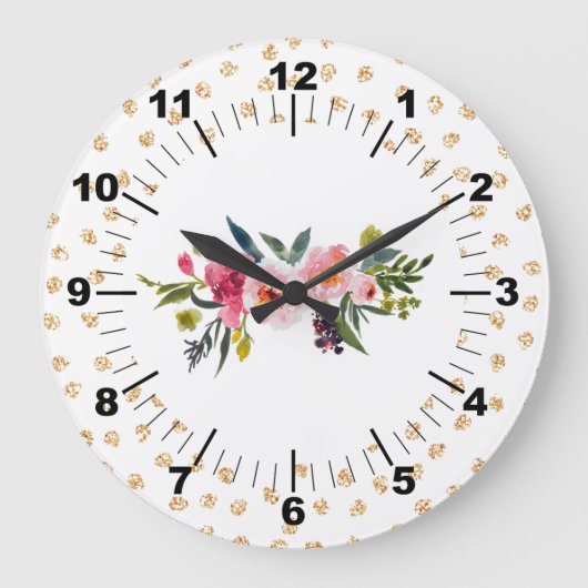 Floral Bouquet Große Wanduhr (Vorderseite)