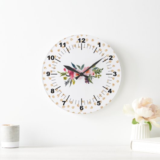 Floral Bouquet Große Wanduhr (Zuhause)