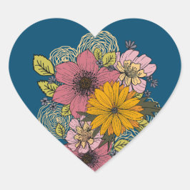 Floral Bouquet Heart Sticker