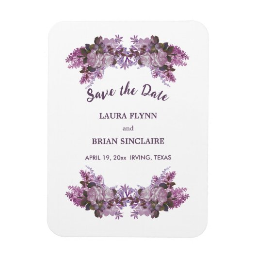 Floral Bouquet Hochzeit speichern das Datum Magnet (Vertikal)