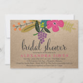 Floral Bouquet Kraft Hintergrund Brautparty Einladung (Vorderseite)