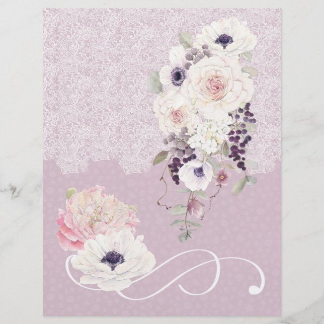 Floral Bouquet & Lace Wedding Scrapbook (Vorderseite)