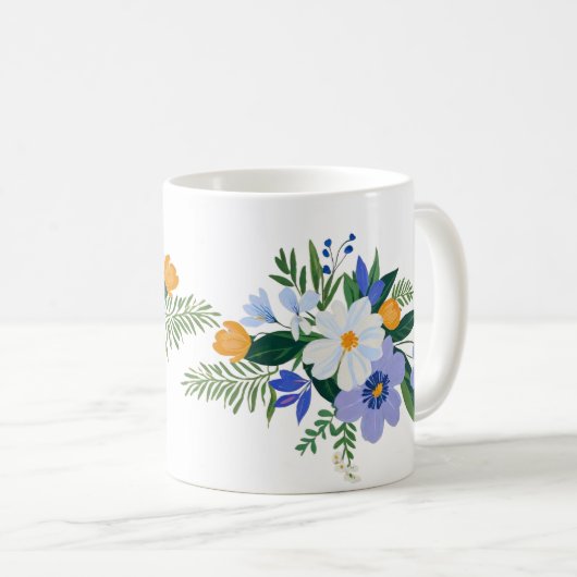 Floral Bouquet Lila Orange Kaffeetasse (VorderseiteRechts)