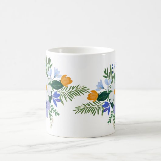 Floral Bouquet Lila Orange Kaffeetasse (Mittel)
