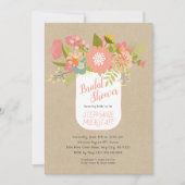 Floral Bouquet Mason jar kraft bridal shower Einladung (Vorderseite)