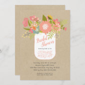 Floral Bouquet Mason jar kraft bridal shower Einladung (Vorne/Hinten)