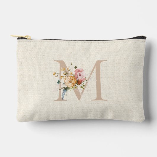Floral Bouquet Monogramm Kosmetik-/Zubehörtasche Zubehörtasche (Vorderseite)