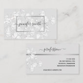 Floral Bouquet Muster Einfach Silbergrau Elegant Visitenkarte (Vorne/Hinten)