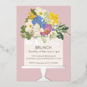 Floral Bouquet Muttertagsbrunch Folieneinladung (Vorderseite)