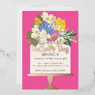 Floral Bouquet Muttertagsbrunch Folieneinladung