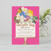 Floral Bouquet Muttertagsbrunch Folieneinladung (Stehend vorne)