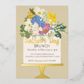 Floral Bouquet Muttertagsbrunch Folieneinladung (Vorderseite)