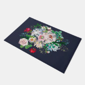 Floral Bouquet Navy Blue Fußmatte (Schrägansicht)