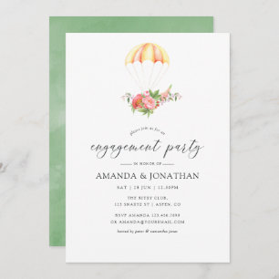 Floral Bouquet Parachute Engagement Party Einladung