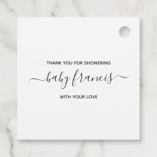 Floral Bouquet Parachute Kinderdusche Danke Geschenkanhänger (Rückseite)