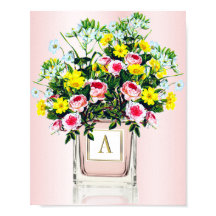 Floral Bouquet Pink Parfüm Flasche Monogramm