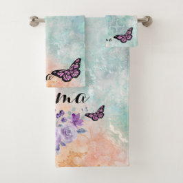 Floral bouquet purple garden badhandtuch set