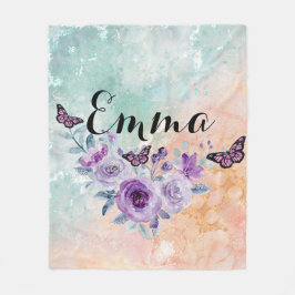 Floral bouquet purple garden fleecedecke