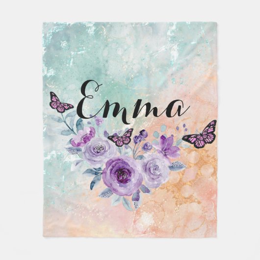 Floral bouquet purple garden fleecedecke (Vorderseite)