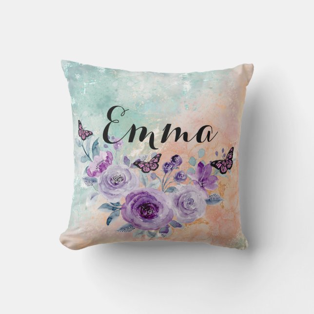 Floral bouquet purple garden kissen (Vorderseite)