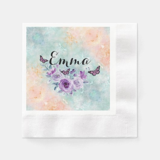 Floral bouquet purple garden serviette (Vorderseite)