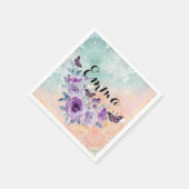 Floral bouquet purple garden serviette (Ecke)
