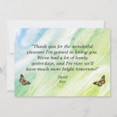 Floral bouquet romantic serenity butterflies einladung (Rückseite)