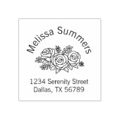 Floral Bouquet, Rose Blume Arte Adresse Gummistempel (Prägung)