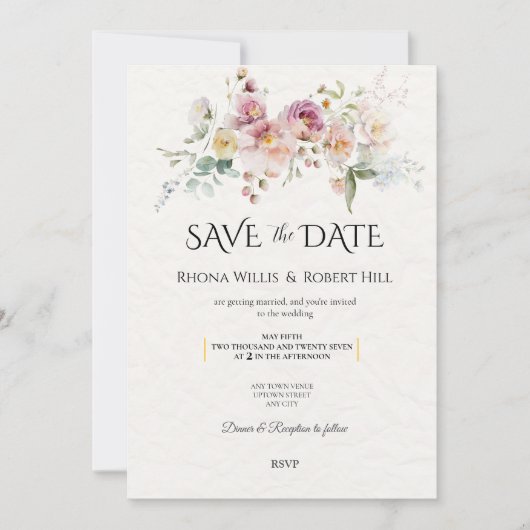 Floral Bouquet Save the Date Einladung Hochzeit (Vorderseite)
