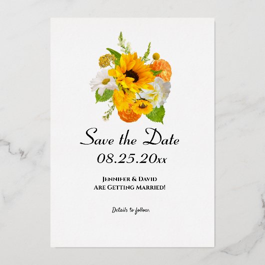 Floral Bouquet Save the Date Folieneinladung (Vorderseite)