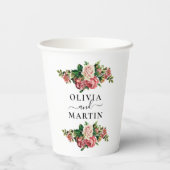 Floral Bouquet Script Hochzeitszeitung Cups Pappbecher (Rückseite)