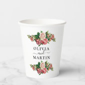 Floral Bouquet Script Hochzeitszeitung Cups Pappbecher (Vorderseite)