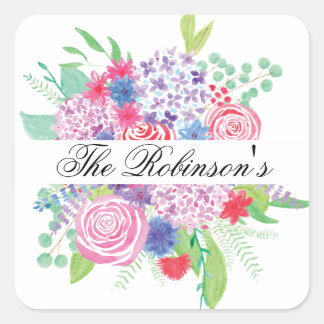 Floral Bouquet Siegel Quadratischer Aufkleber
