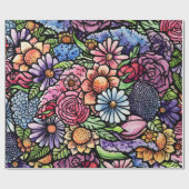 Floral Bouquet Spring Blume Geschenkpapier (Flach)
