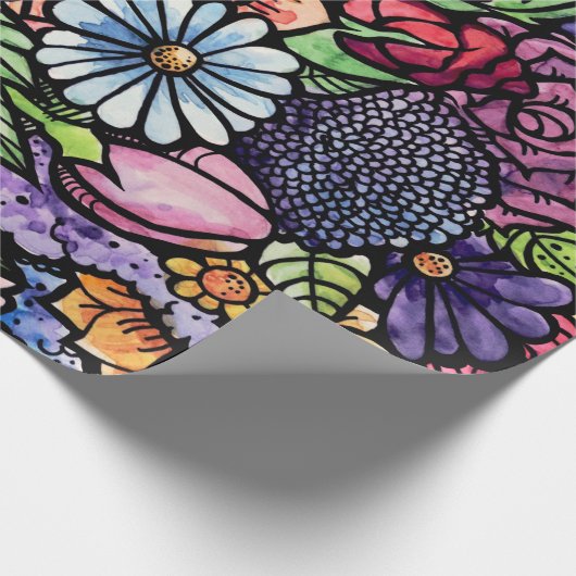Floral Bouquet Spring Blume Geschenkpapier (Ecke)