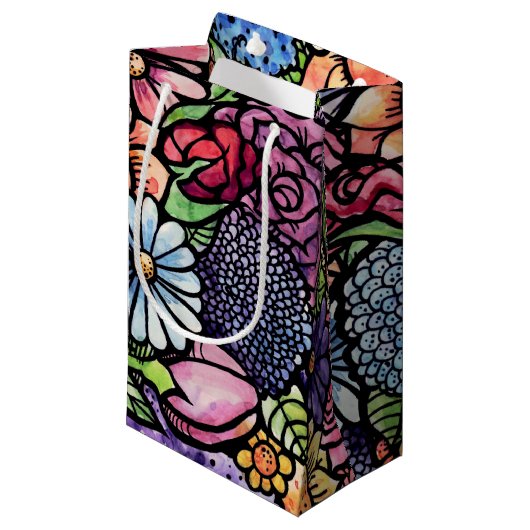 Floral Bouquet Spring Blume Kleine Geschenktüte (Vorderseite Schrägansicht)