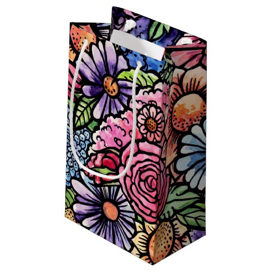 Floral Bouquet Spring Blume Kleine Geschenktüte (Rückseite Schrägansicht)