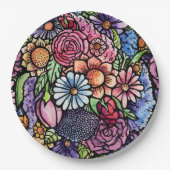 Floral Bouquet Spring Blume Pappteller (Vorderseite)